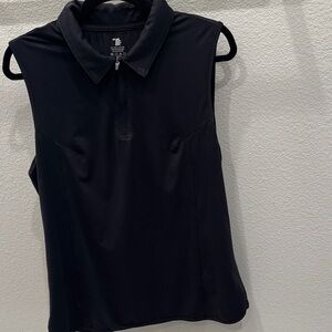 tek gear Black Sleeveless Zip-Collar Polo Tank
